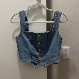 Denim Button-Up Crop Top